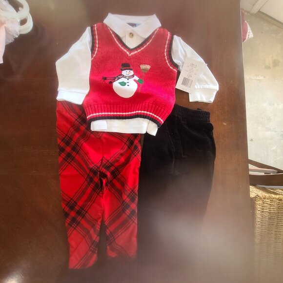 Great Guy Sweater Vest Set – Baby Boy, Snowman, Holiday Outfit, 12M, 3pc, NWT - Picture 2 of 8